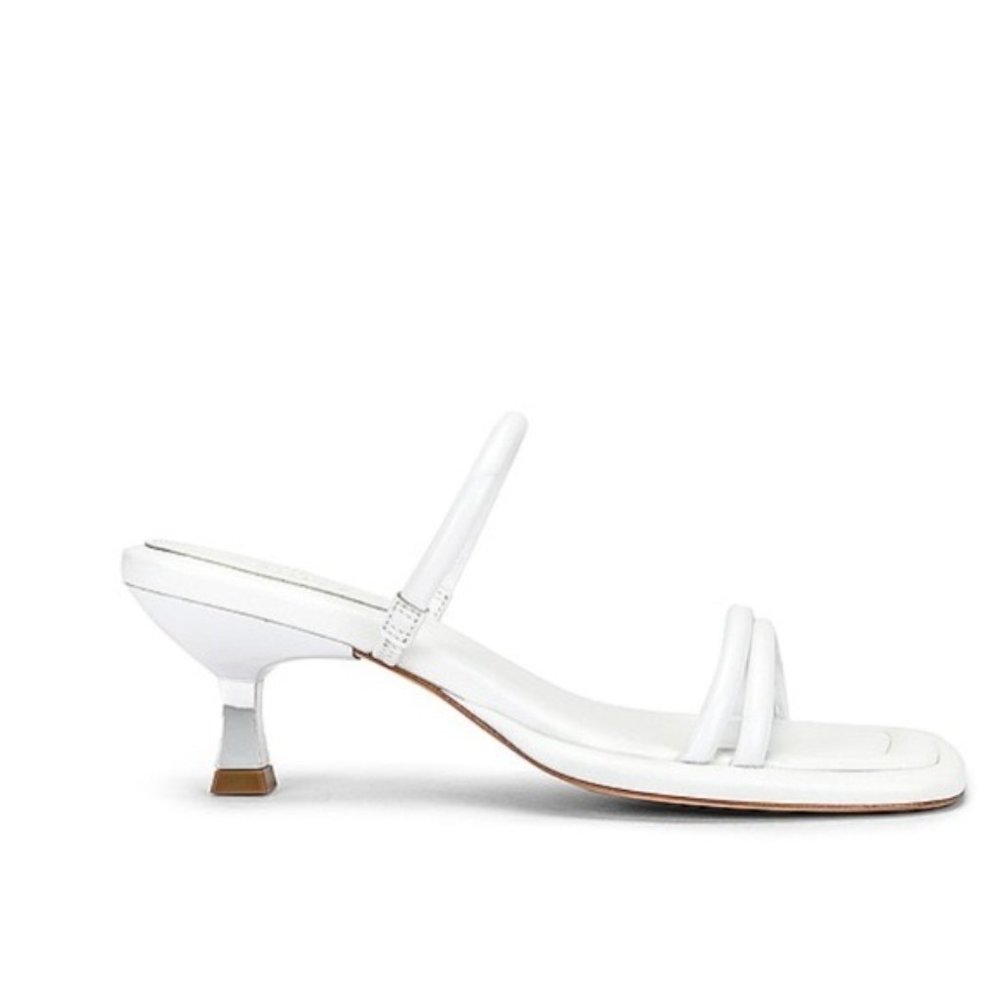 SCHUTZ White Strappy Low Kitten Heel Sandals